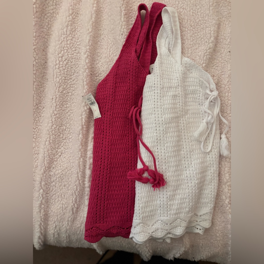 Pink & White Knit Tank Tops